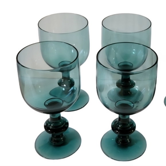 Heisey Yeoman Teal Goblets Set of 4